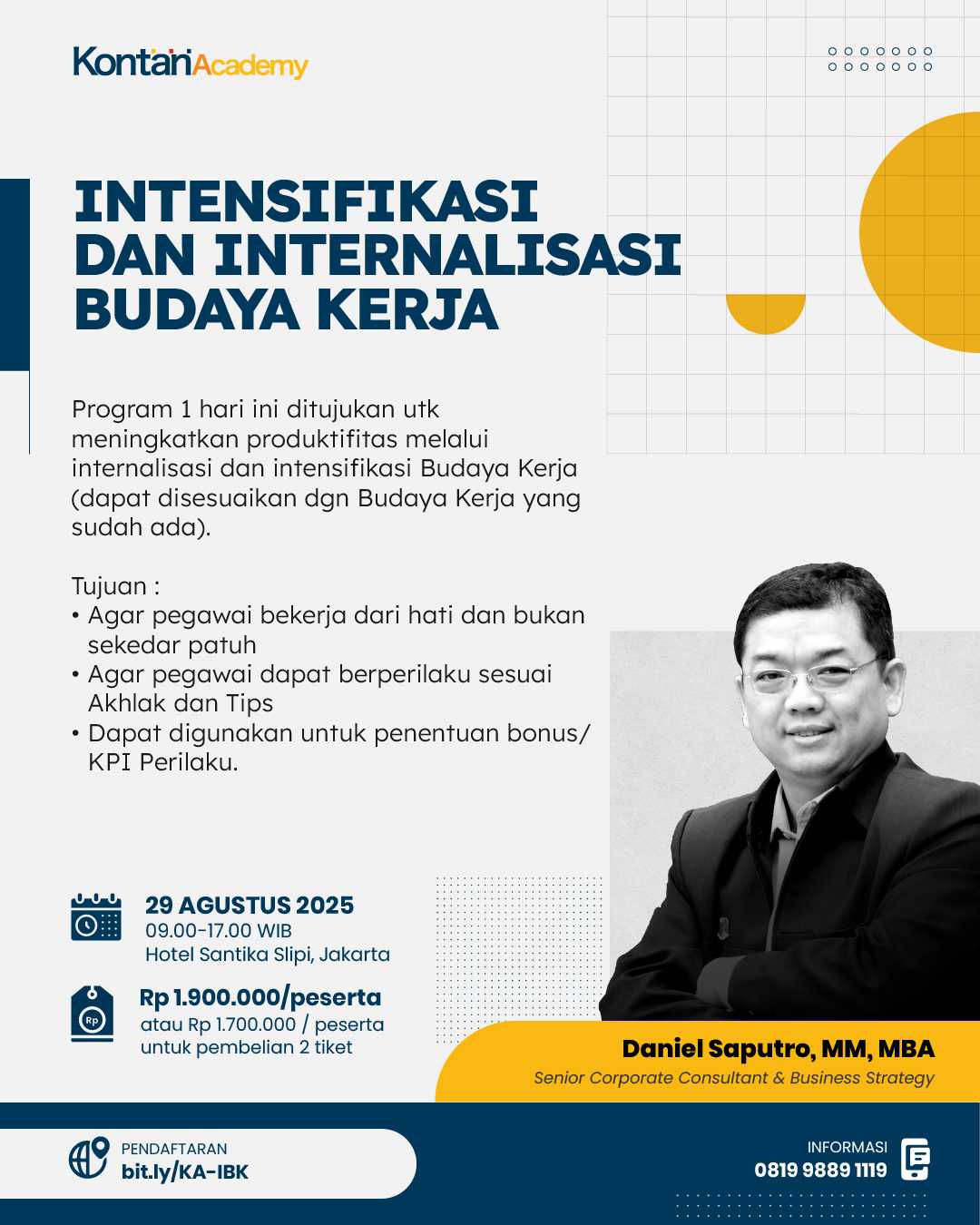 Intensifikasi dan Internalisasi Budaya Kerja (Akhlak dan Tips)
