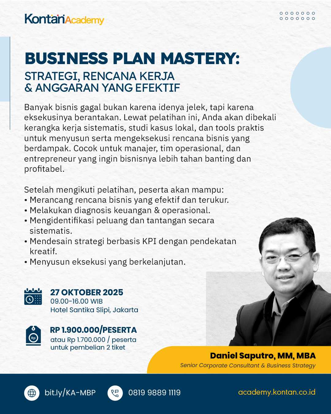 Business Plan Mastery (Strategi, Rencana Kerja, & Anggaran yang Efektif)